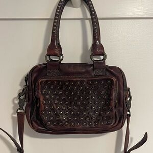 Studded Brown Leather Handbag